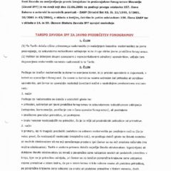 Tarifa Zavoda IPF za javno priobčitev fonogramov